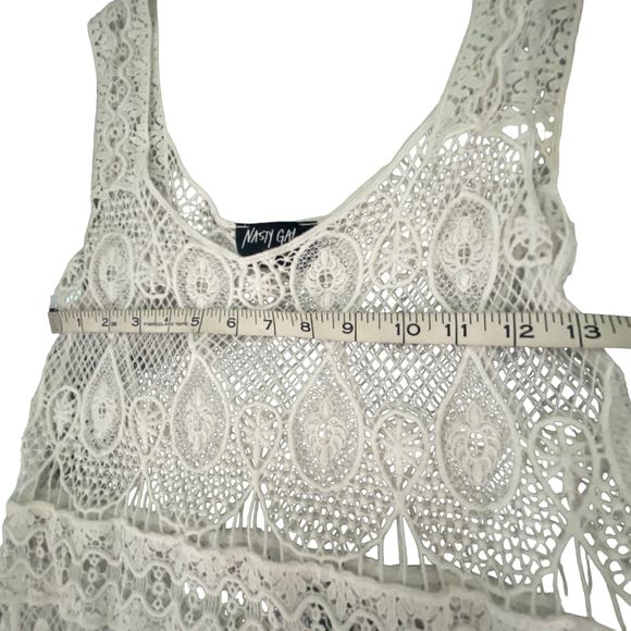 Nasty Gal Women White Crochet Dress or Cover-Up Sleeveless Large - Picture 3 of 7
